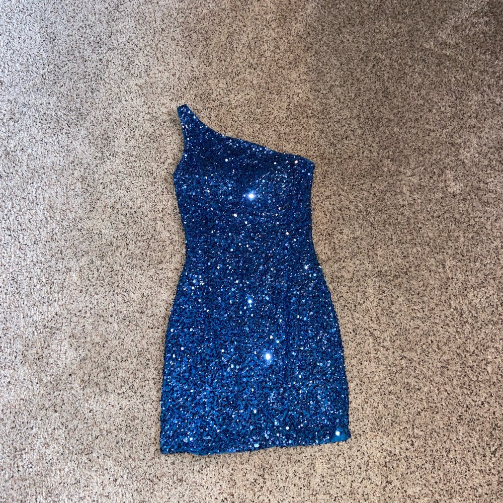 Royal blue one strap Sherri Hill dress